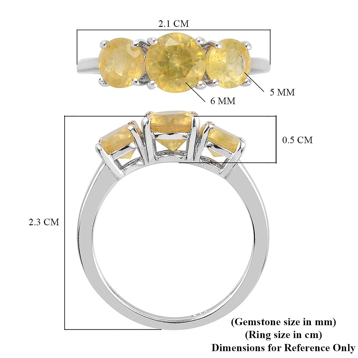 TJC Launch- Rayong Yellow Sapphire Ring in Platinum Overlay Sterling Silver 2.40 Ct.