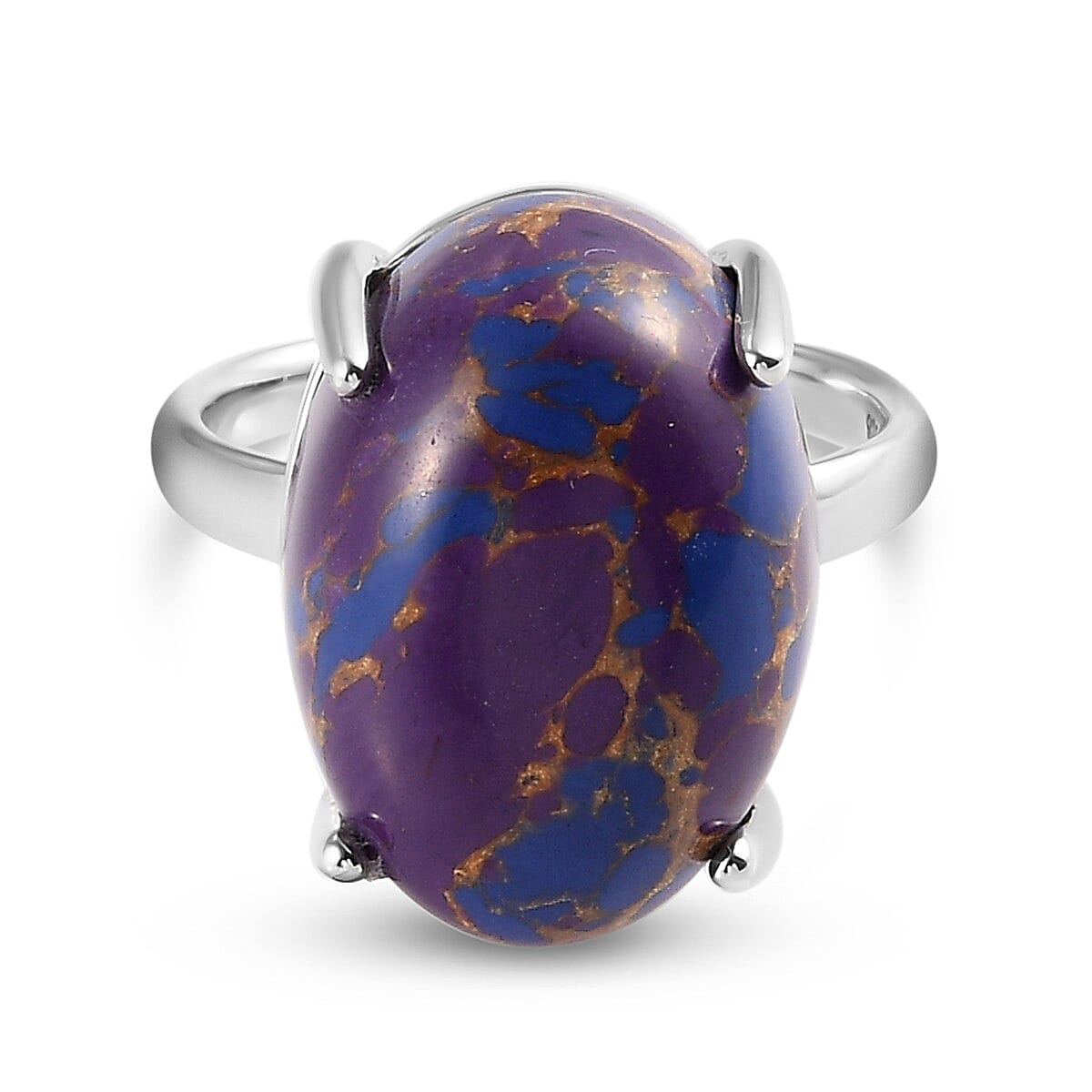 Purple Mojave Turquoise Ring in Platinum Overlay Sterling Silver 9.00 Ct.