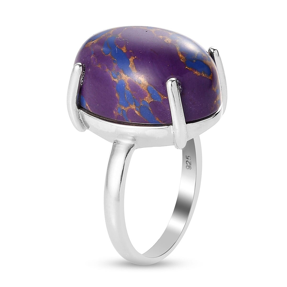 Purple Mojave Turquoise Ring in Platinum Overlay Sterling Silver 9.00 Ct.