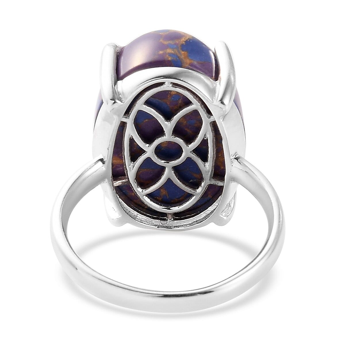 Purple Mojave Turquoise Ring in Platinum Overlay Sterling Silver 9.00 Ct.