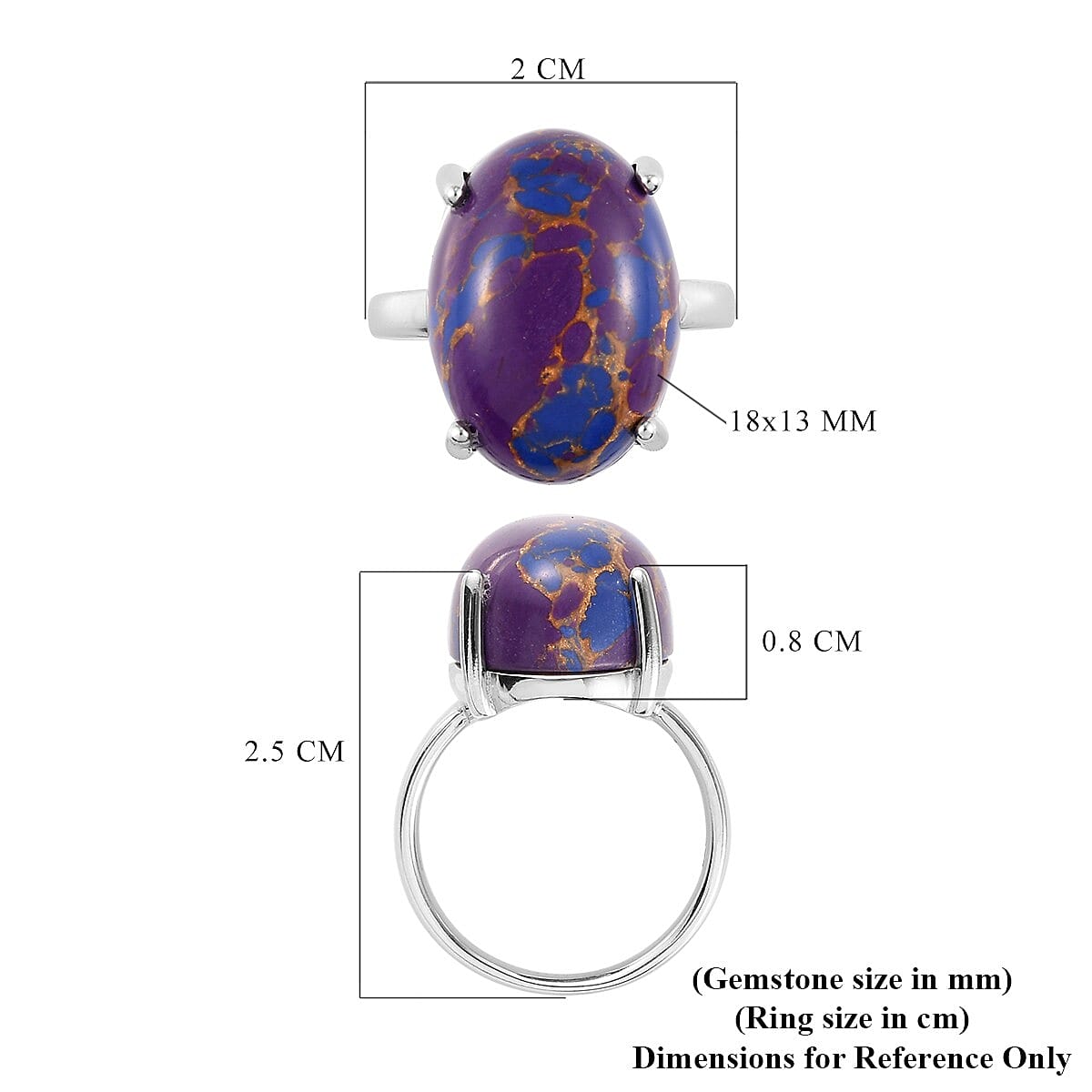 Purple Mojave Turquoise Ring in Platinum Overlay Sterling Silver 9.00 Ct.