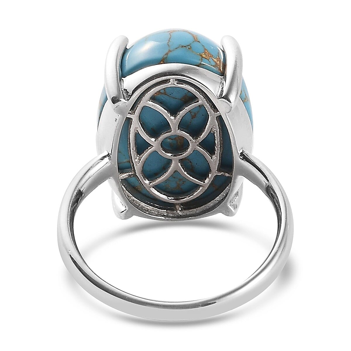 Blue Mojave Turquoise Ring in Platinum Overlay Sterling Silver 10.75 Ct.