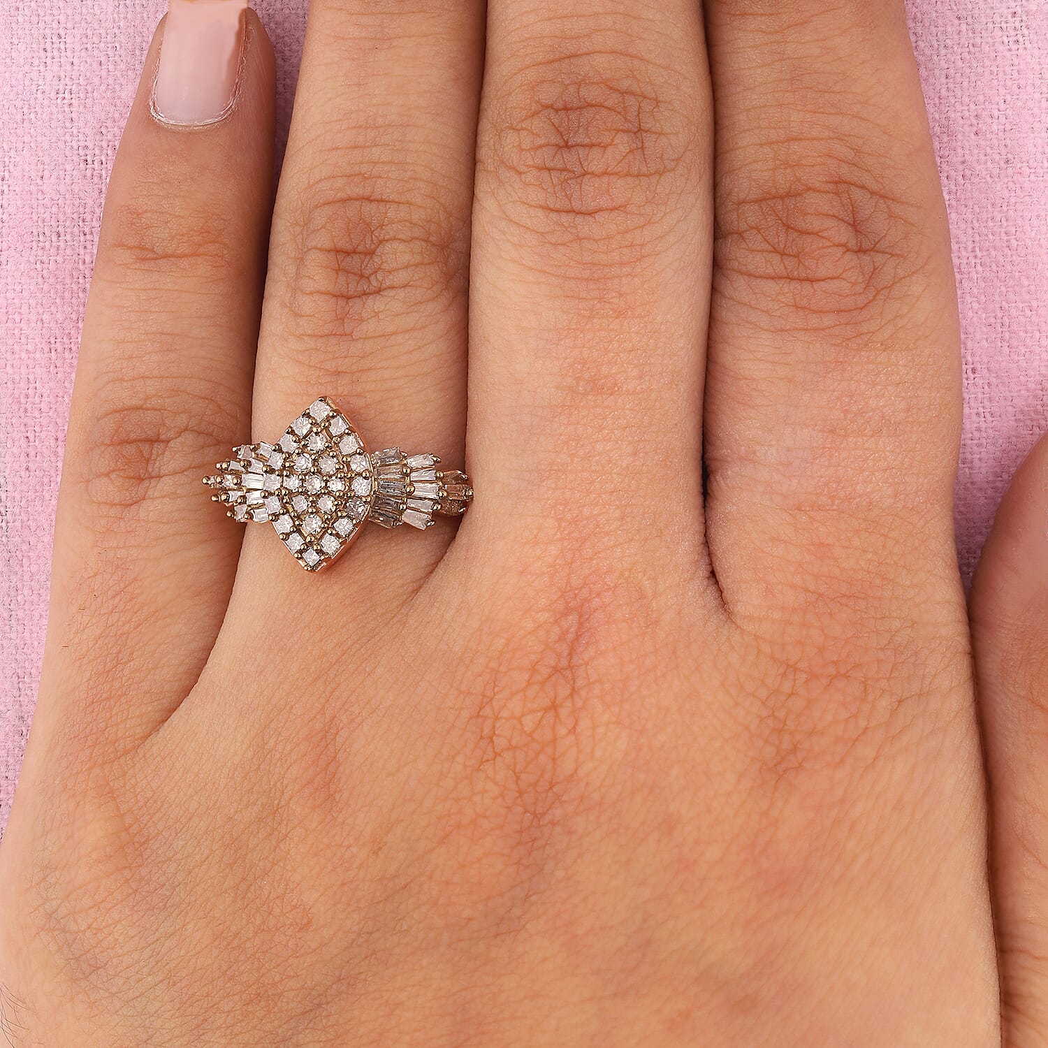 9K Rose Gold SGL Certified Natural Champagne Diamond (I3) Ring 1.00 Ct.