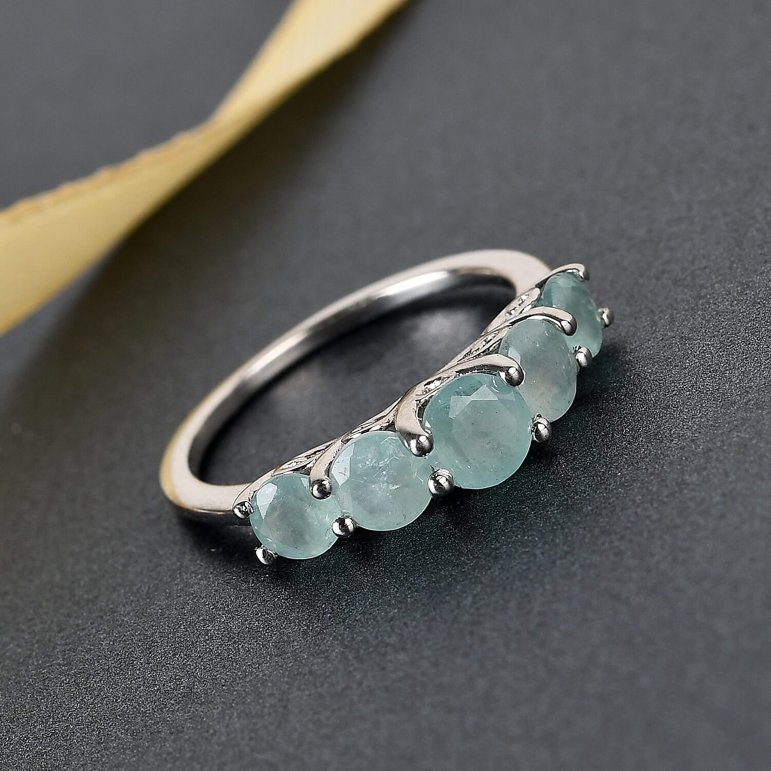 Grandidierite Ring in Platinum Overlay Sterling Silver 1.33 Ct.