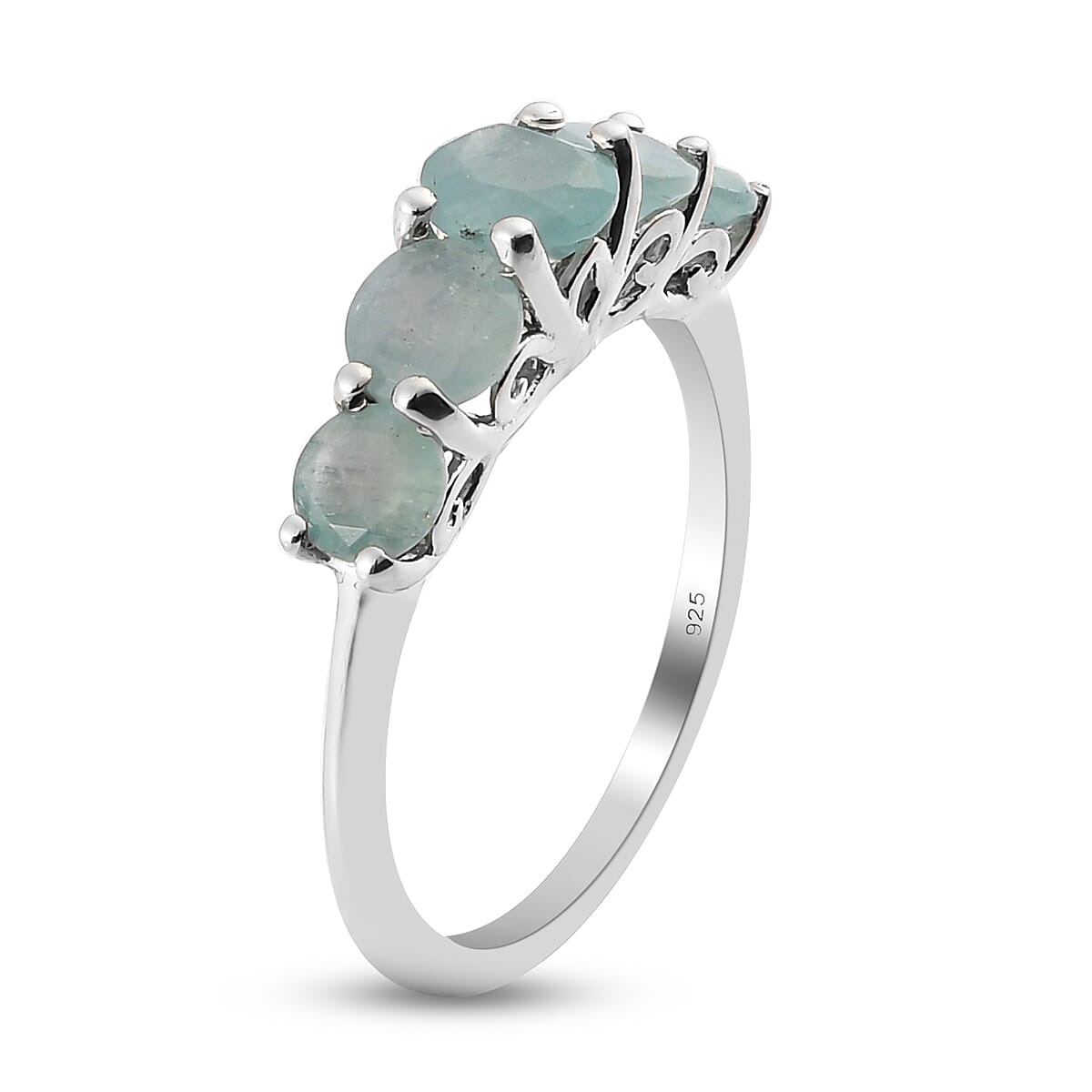 Grandidierite Ring in Platinum Overlay Sterling Silver 1.33 Ct.