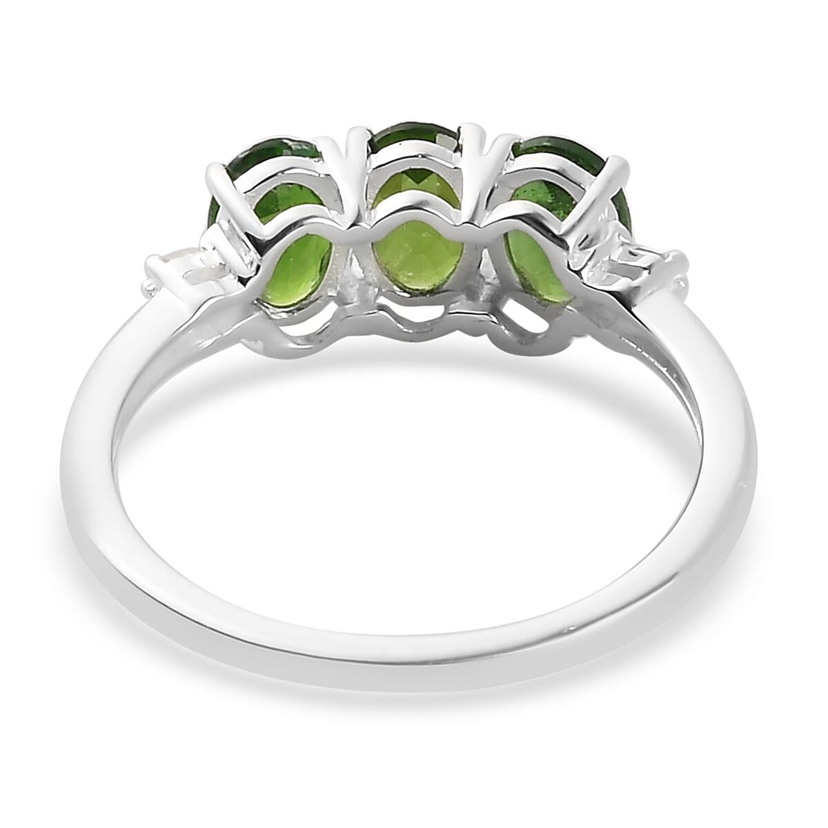 Chrome Diopside and Diamond Ring in Sterling Silver 1.27 Ct.