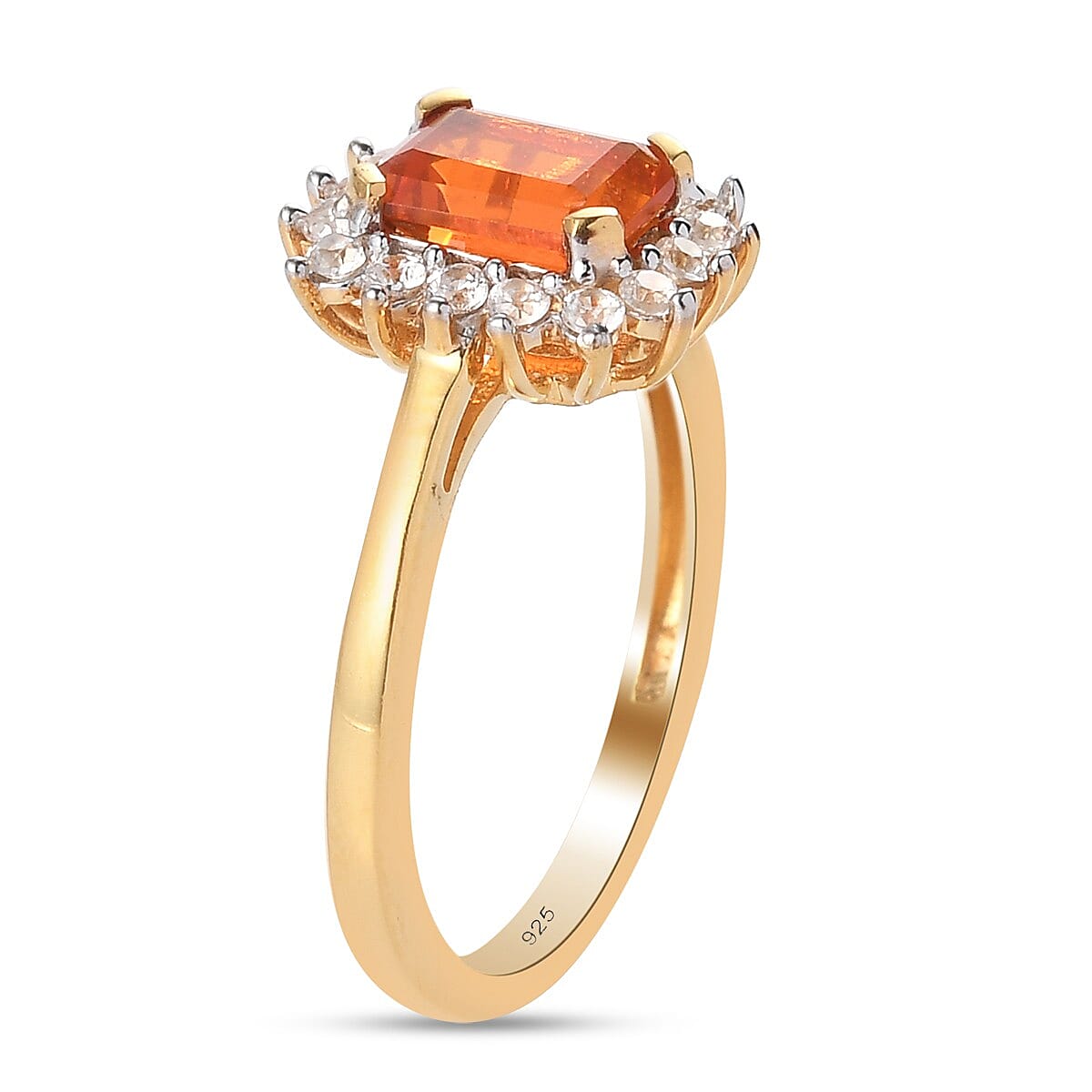 Extremely Rare  Jalisco Fire Opal and Natural Cambodian Zircon Ring in 14K Gold Overlay Sterling Silver 1.05 Ct.
