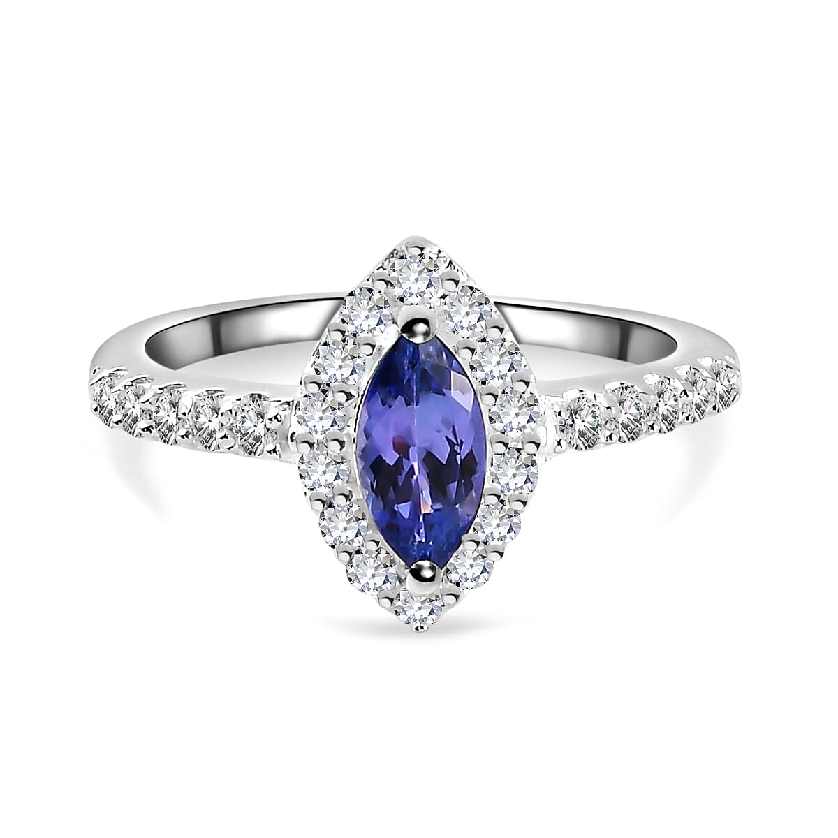 Tanzanite and Natural Cambodian Zircon Ring in Sterling Silver.