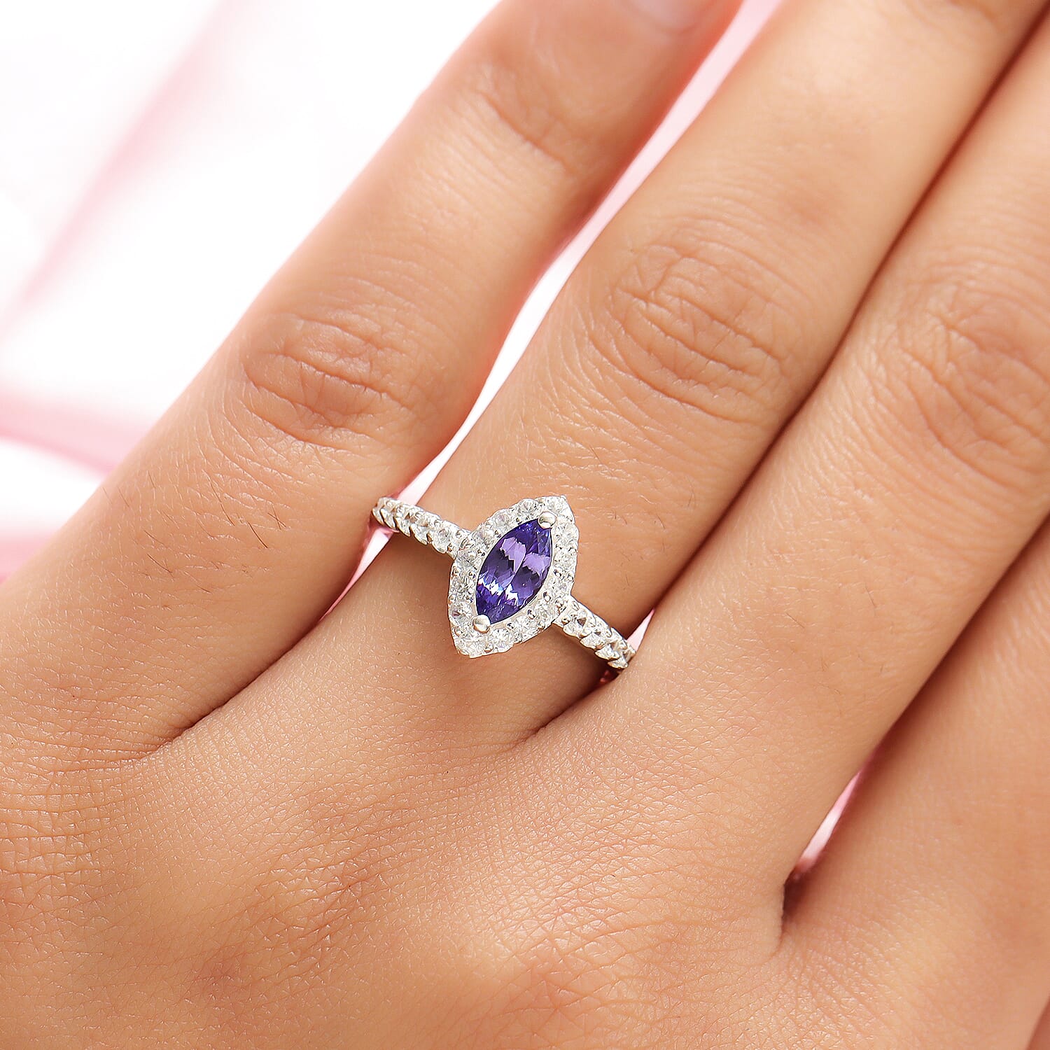 Tanzanite and Natural Cambodian Zircon Ring in Sterling Silver.
