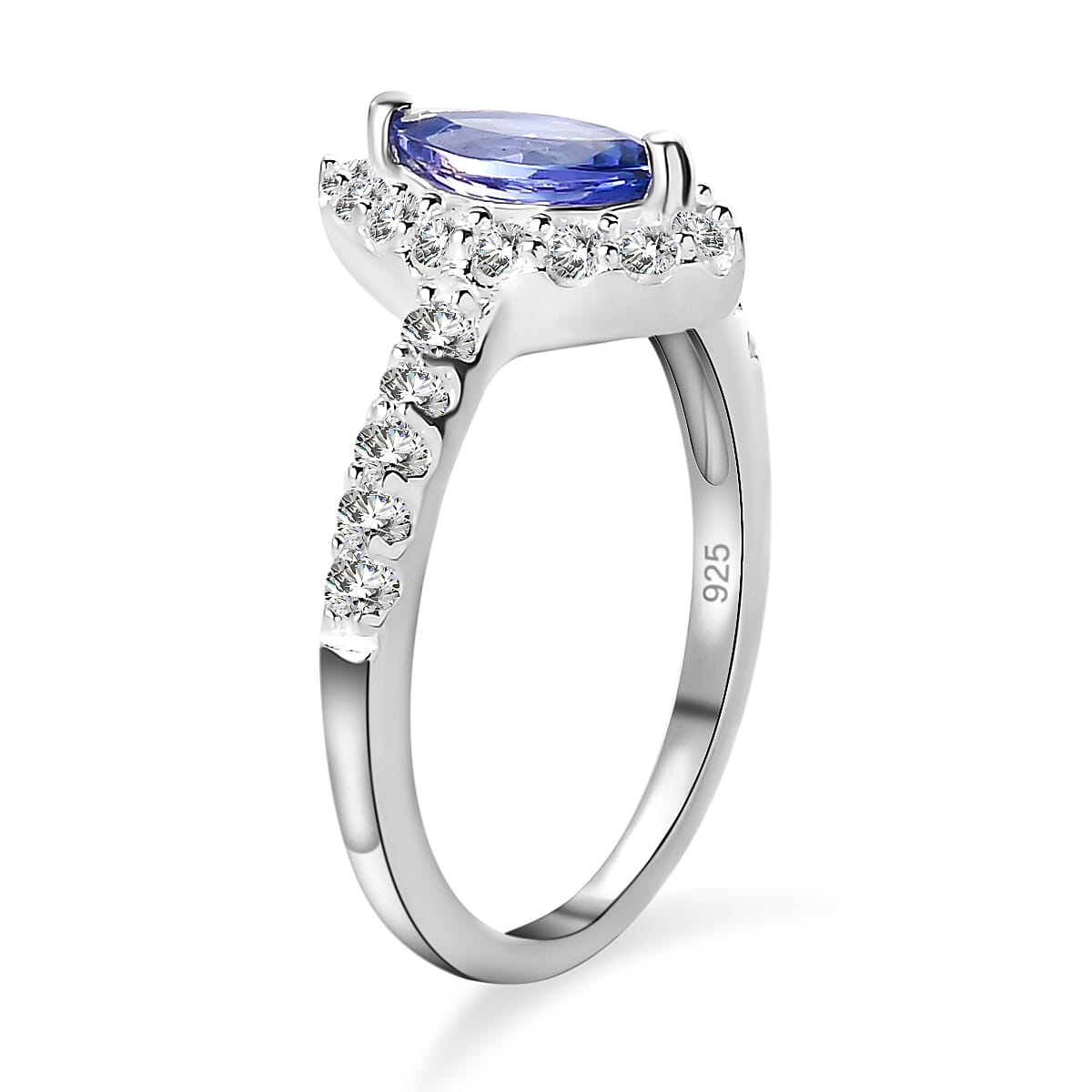 Tanzanite and Natural Cambodian Zircon Ring in Sterling Silver.