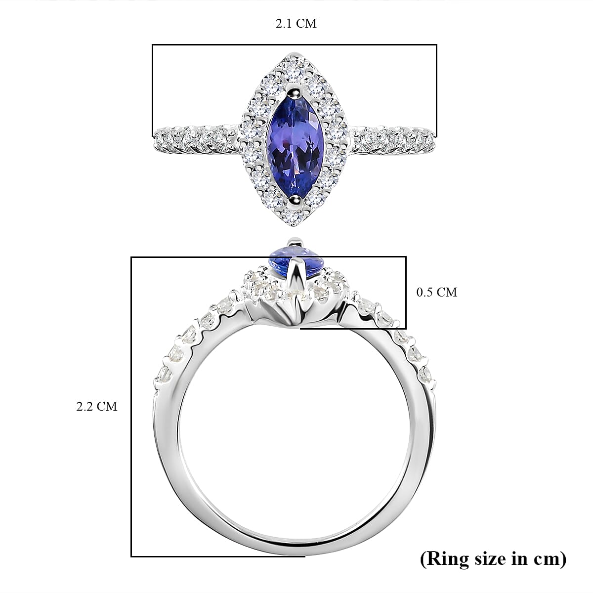 Tanzanite and Natural Cambodian Zircon Ring in Sterling Silver.