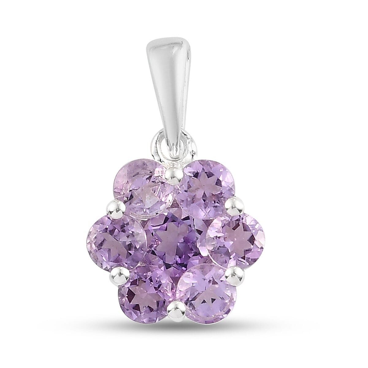 Bolivian Amethyst Floral Pendant in Sterling Silver 1.30 Ct.