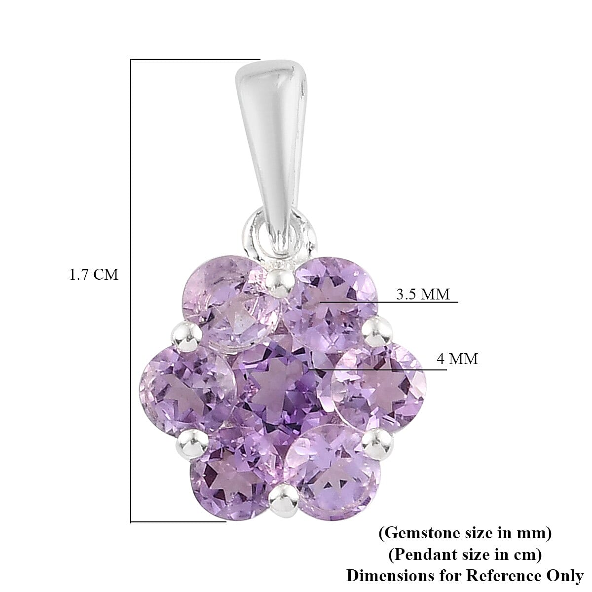 Bolivian Amethyst Floral Pendant in Sterling Silver 1.30 Ct.