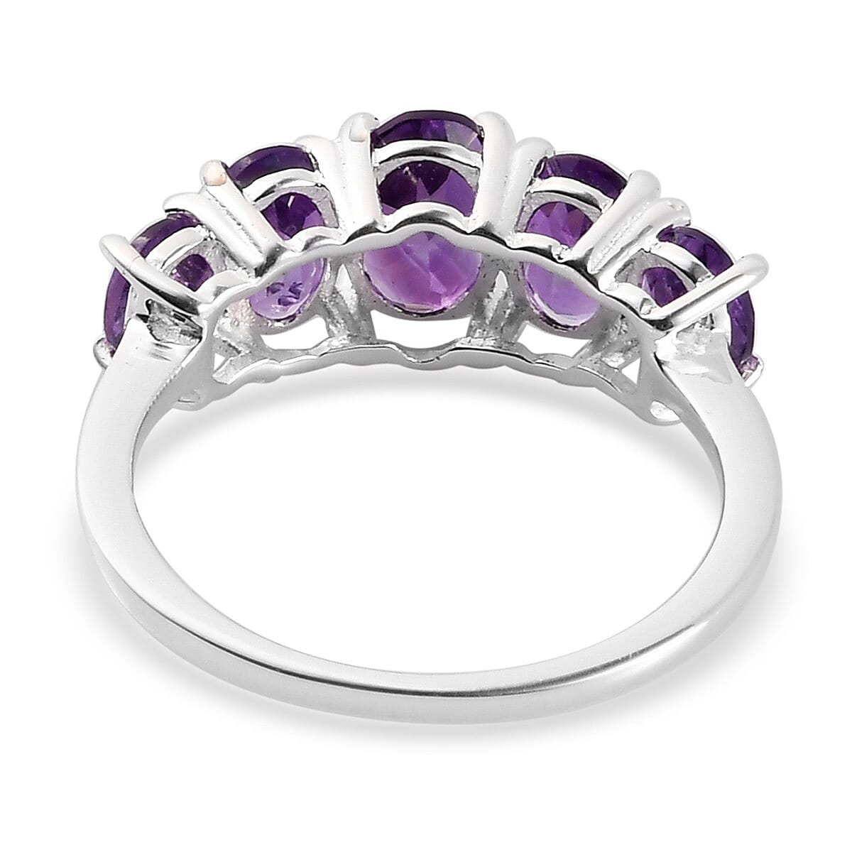 Amethyst 5-Stone Ring in Sterling Silver 2.13 Ct.