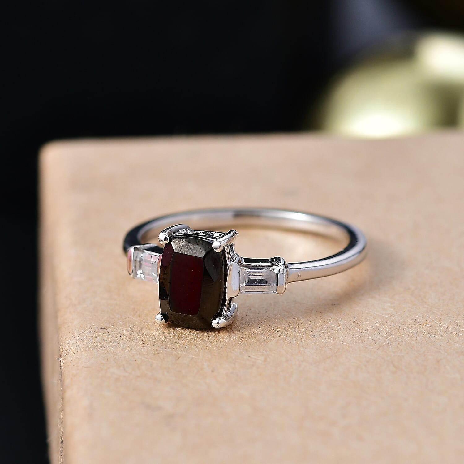 Elite Shungite & Natural Cambodian Zircon Ring in Sterling Silver 0.77 Ct.