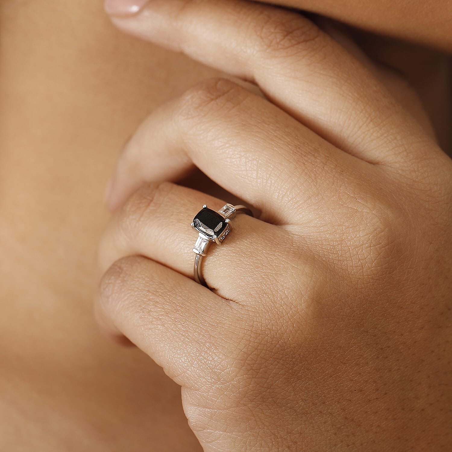 Elite Shungite & Natural Cambodian Zircon Ring in Sterling Silver 0.77 Ct.