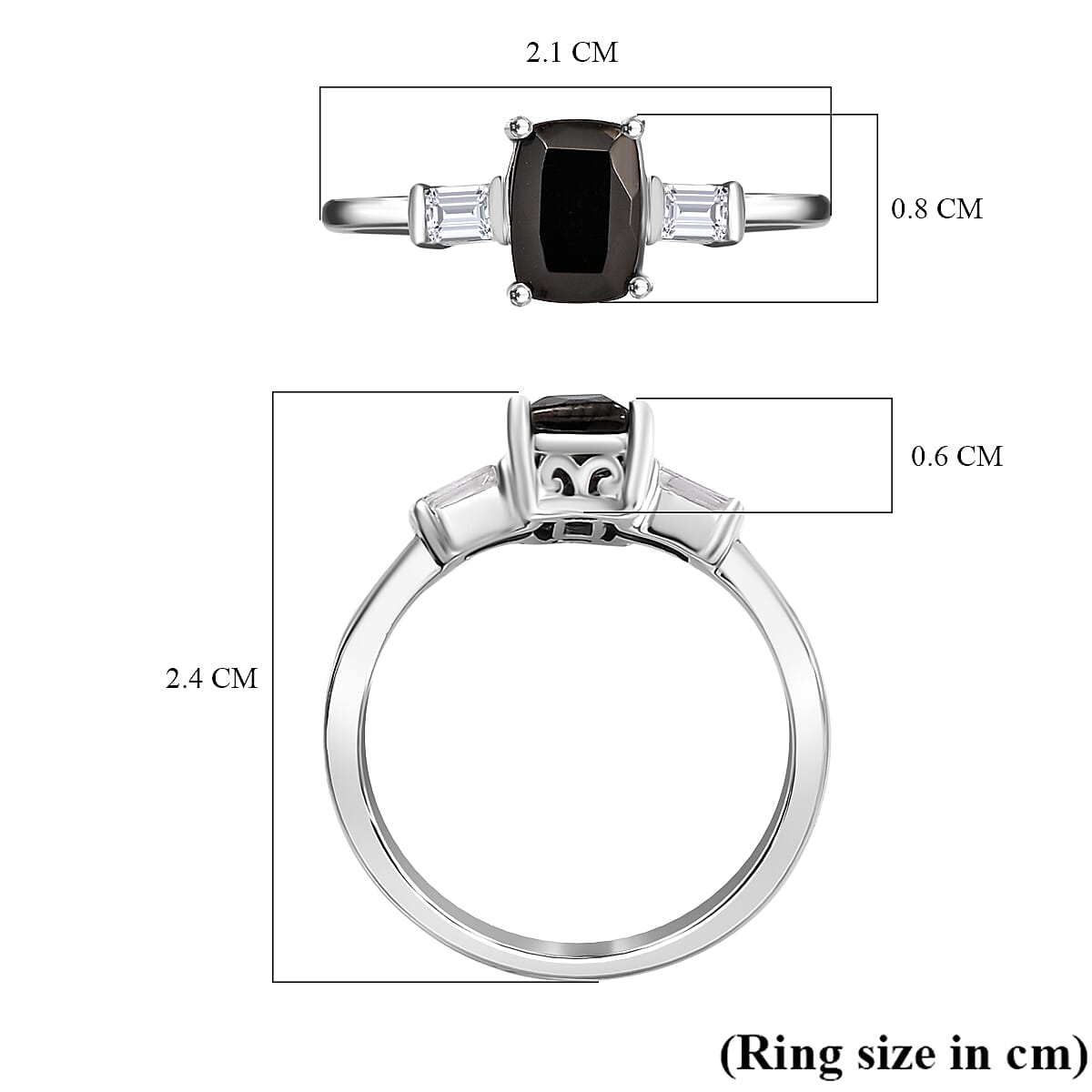 Elite Shungite & Natural Cambodian Zircon Ring in Sterling Silver 0.77 Ct.