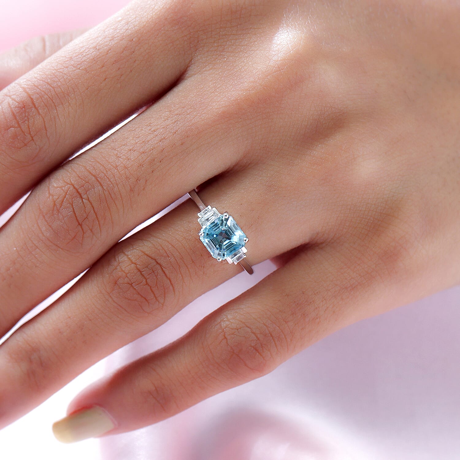9K White Gold Ratanakiri Blue Zircon and Natural Zircon 3.00 Ct.