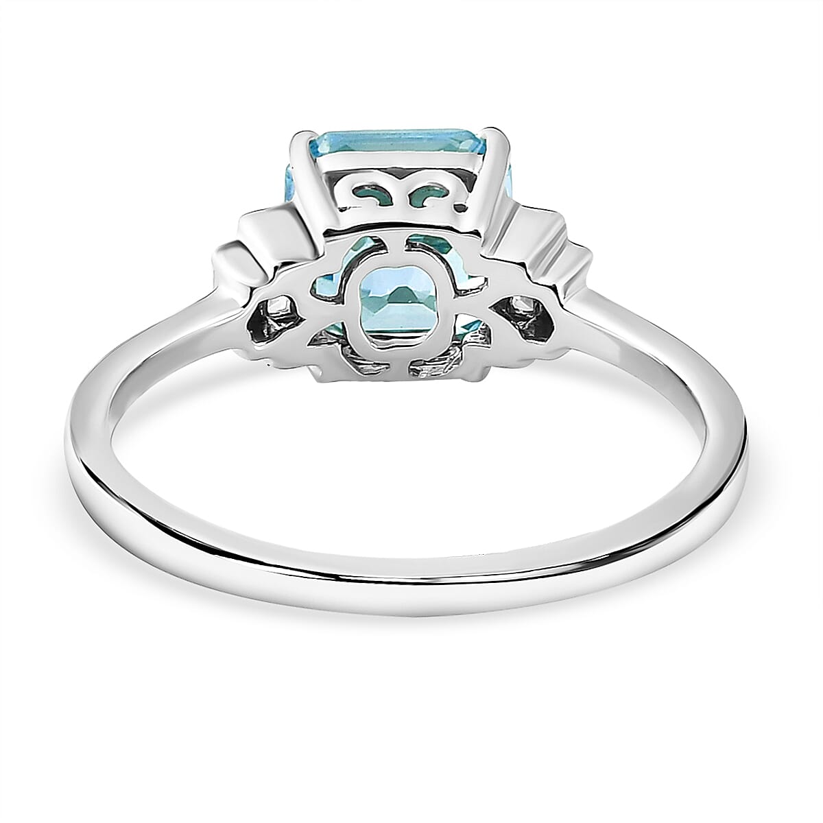 9K White Gold Ratanakiri Blue Zircon and Natural Zircon 3.00 Ct.