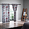 SERENITY NIGHT Set of 2 -  Flower Pattern Blackout Curtain with 8 Eyelets and LED Band (Size 140x240cm) - White & Multi