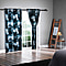 SERENITY NIGHT Set of 2 -  Flower Pattern Blackout Curtain with 8 Eyelets and LED Band (Size 140x240cm) - Green & Beige