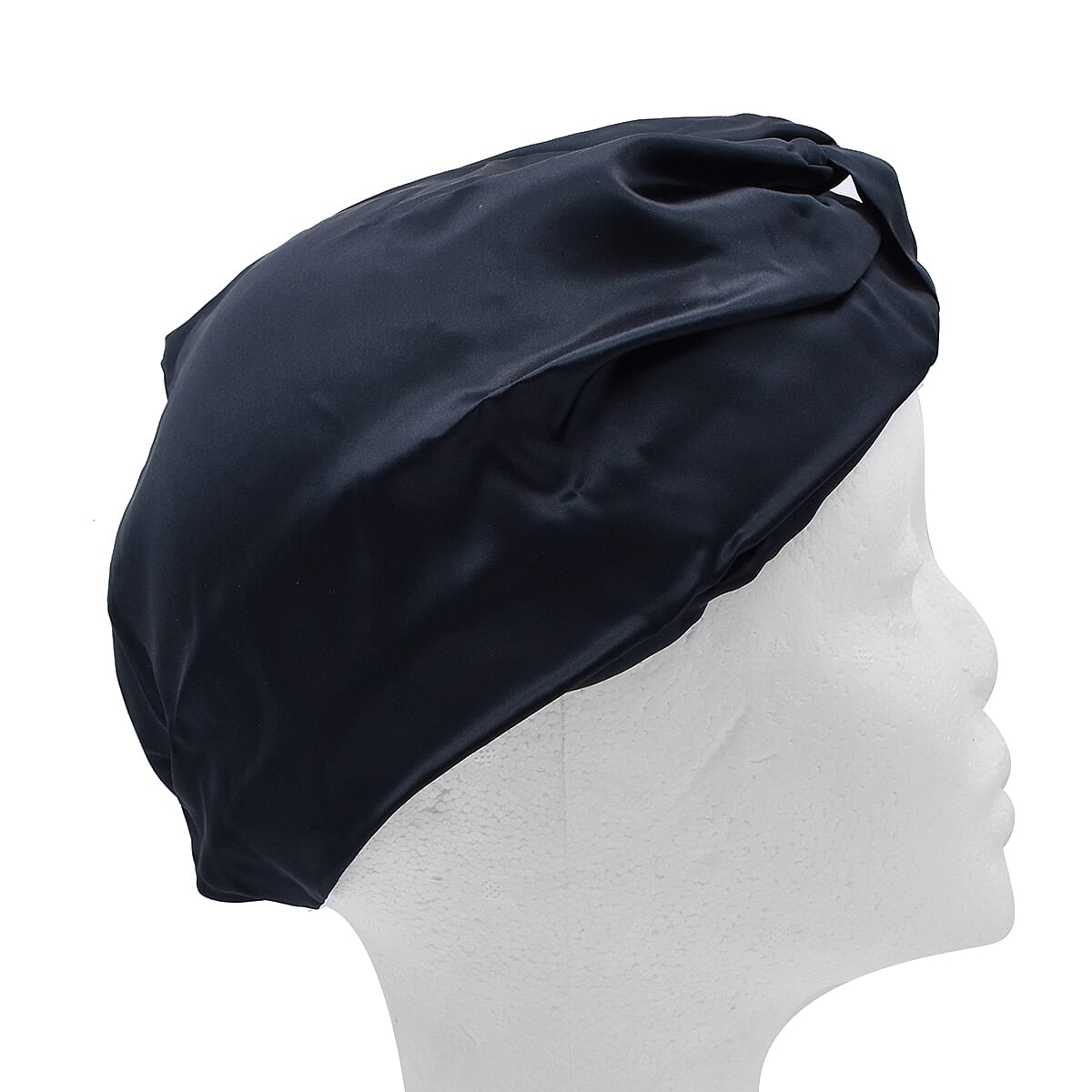  Mulberry Silk Turban / Bonnet in Black (Size 18x24cm)