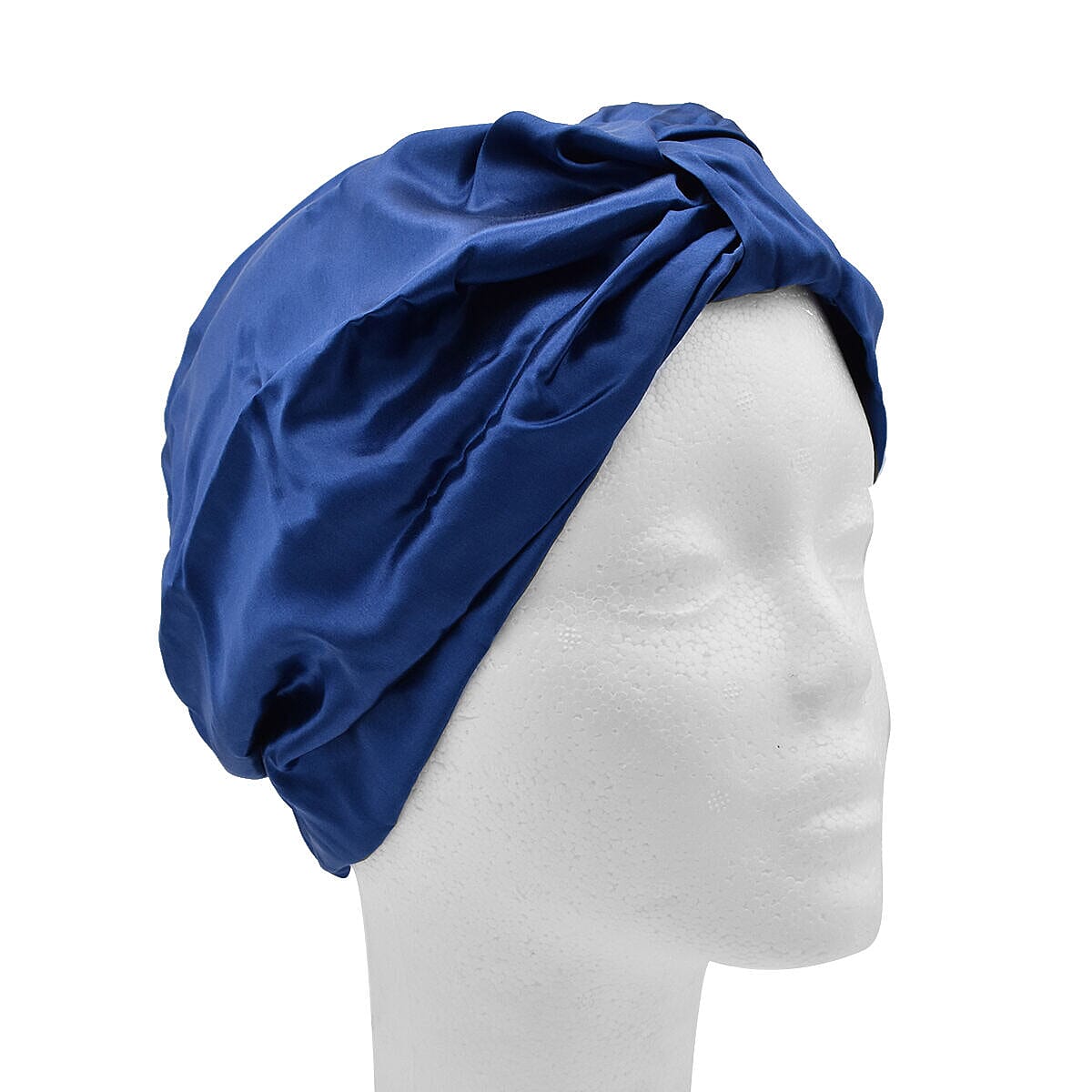 100% Mulberry Silk Turban - Bonnet in Navy (Size 24x18 cm)