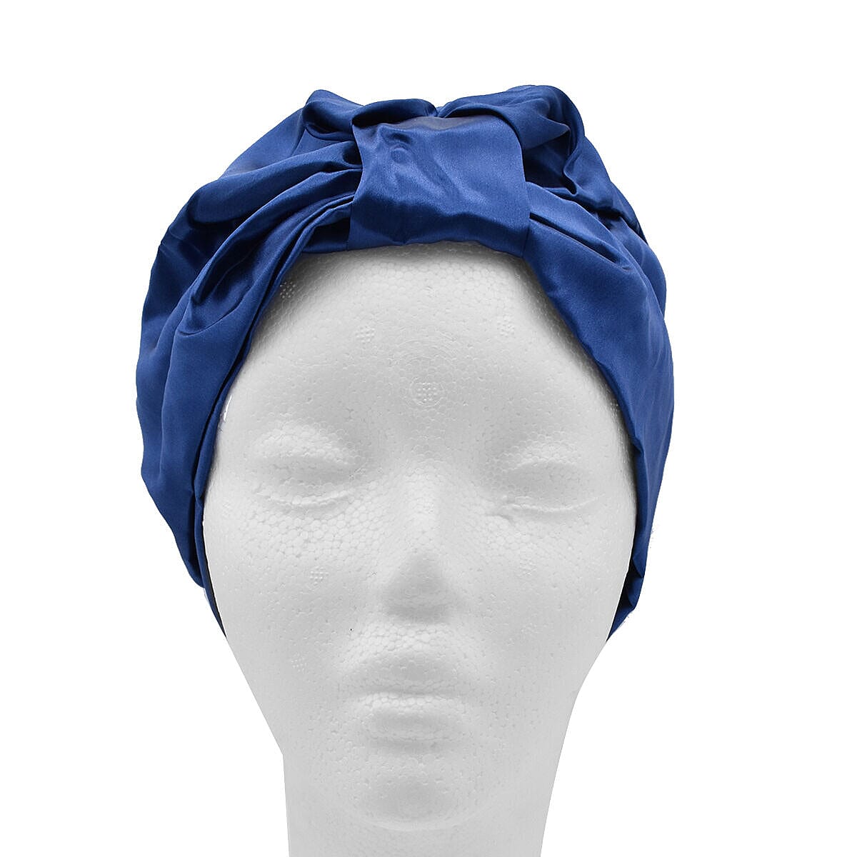 100% Mulberry Silk Turban - Bonnet in Navy (Size 24x18 cm)