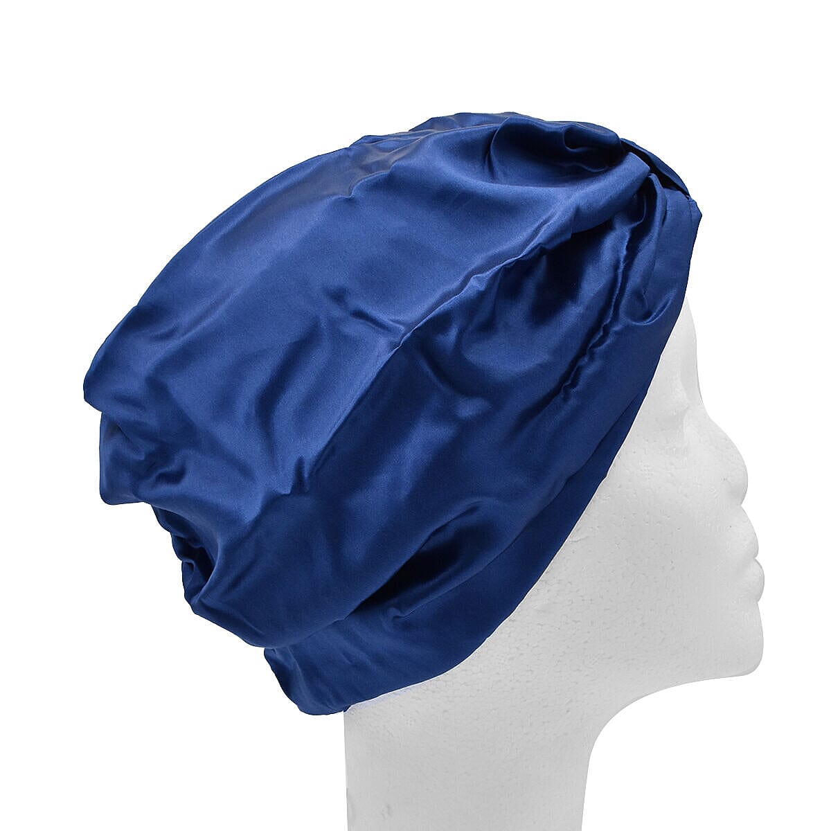 100% Mulberry Silk Turban - Bonnet in Navy (Size 24x18 cm)