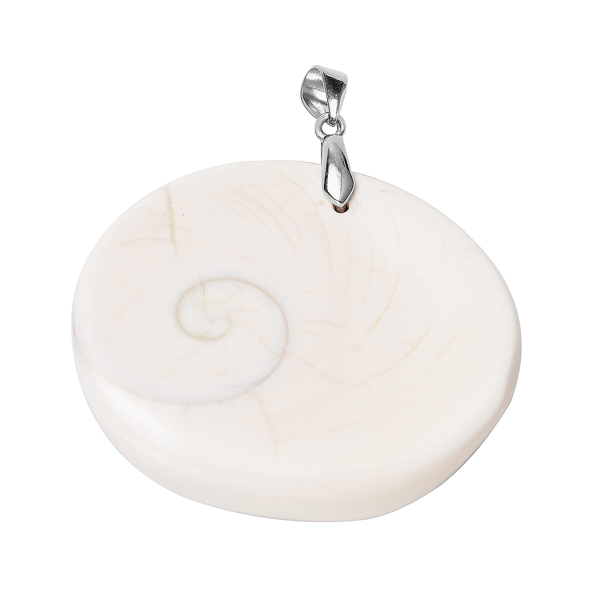 Fossil Shell Pendant in Rhodium Overlay Sterling Silver