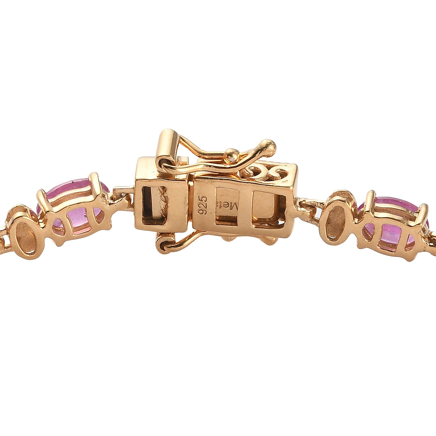 Pink Ruby bracelet (Size 7) in 14K Gold Overlay Sterling Silver 9.00 Ct, SIlver wt. 6.99 Gms