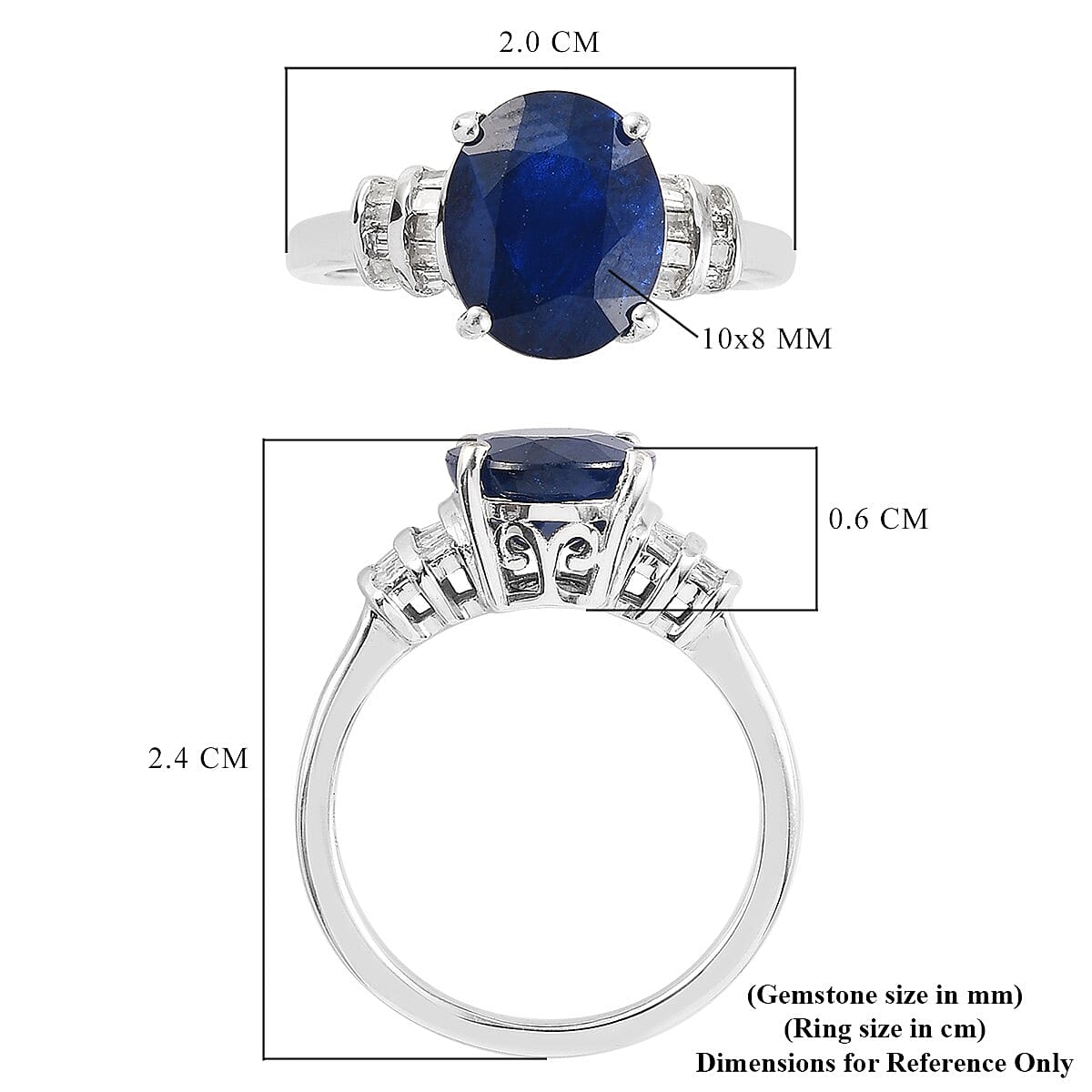 Tanzanian Blue Spinel and Diamond Ring in Platinum Overlay Sterling Silver 3.07 Ct.