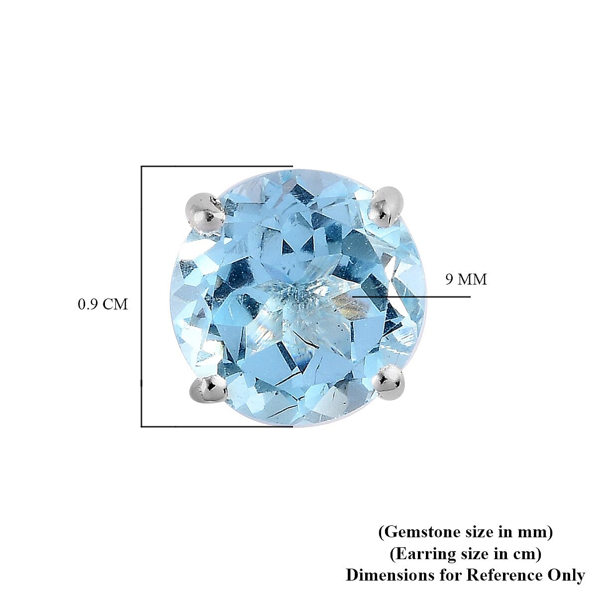 Skyblue Topaz Stud Earrings (with Push Back) in Sterling Silver 5.71 Ct.