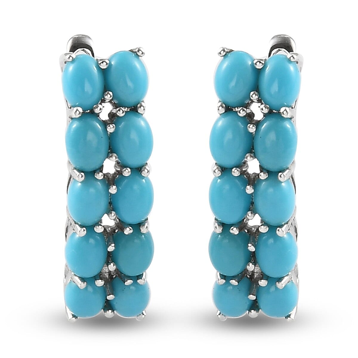 Arizona Sleeping Beauty Turquoise Earrings in Platinum Overlay Sterling Silver 3.000 Ct.