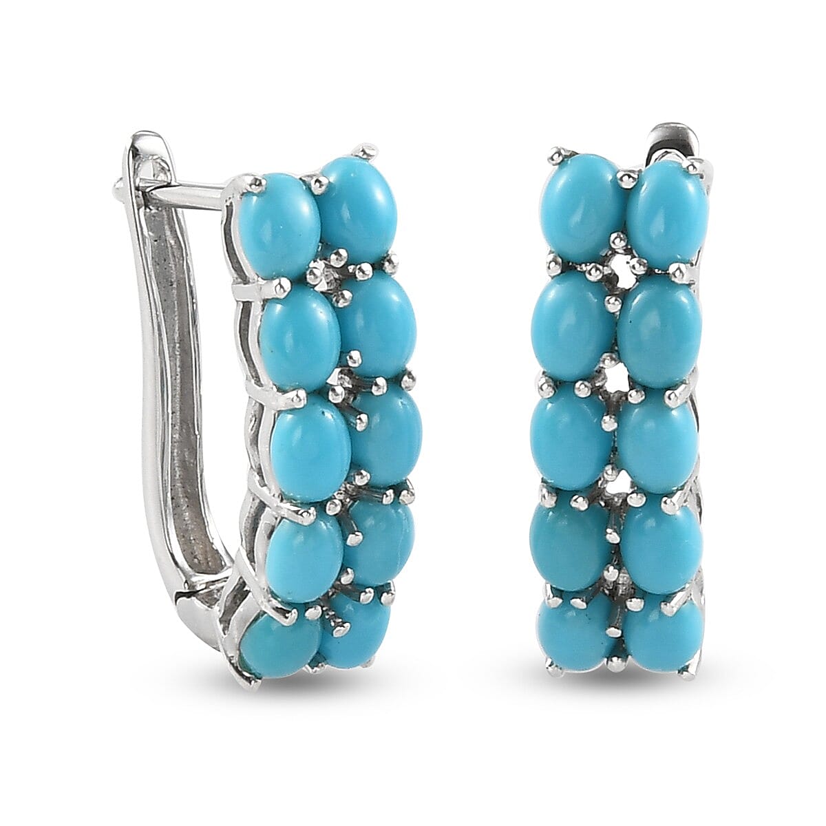 Arizona Sleeping Beauty Turquoise Earrings in Platinum Overlay Sterling Silver 3.000 Ct.