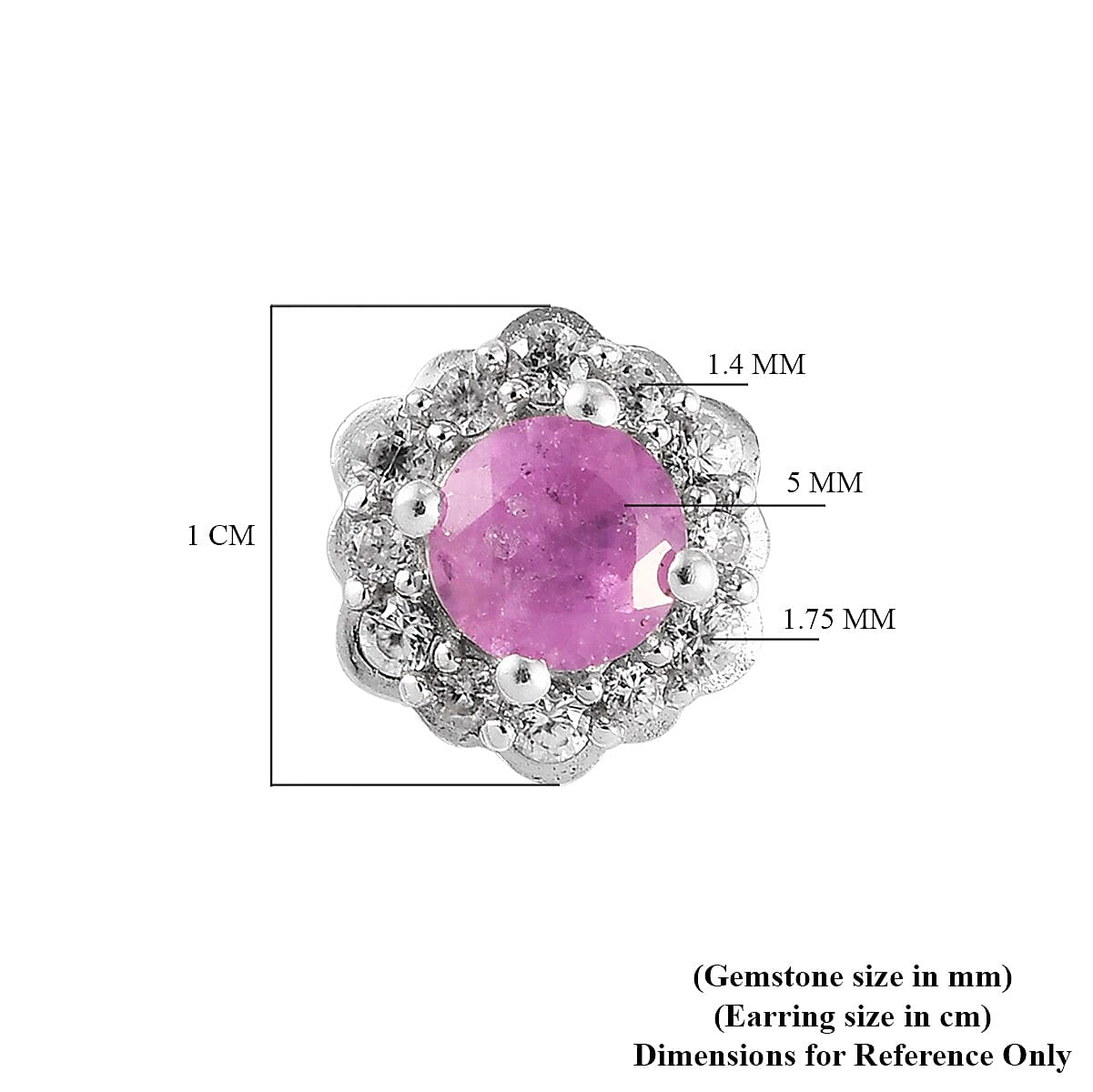 Pink Sapphire and Natural Cambodian Zircon Floral Stud Earrings (with Push Back) in Platinum Overlay Sterling Silver 2.00 Ct.