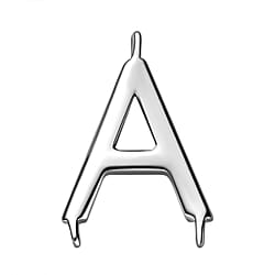 Initial R Charm in Platinum Plated Sterling Silver