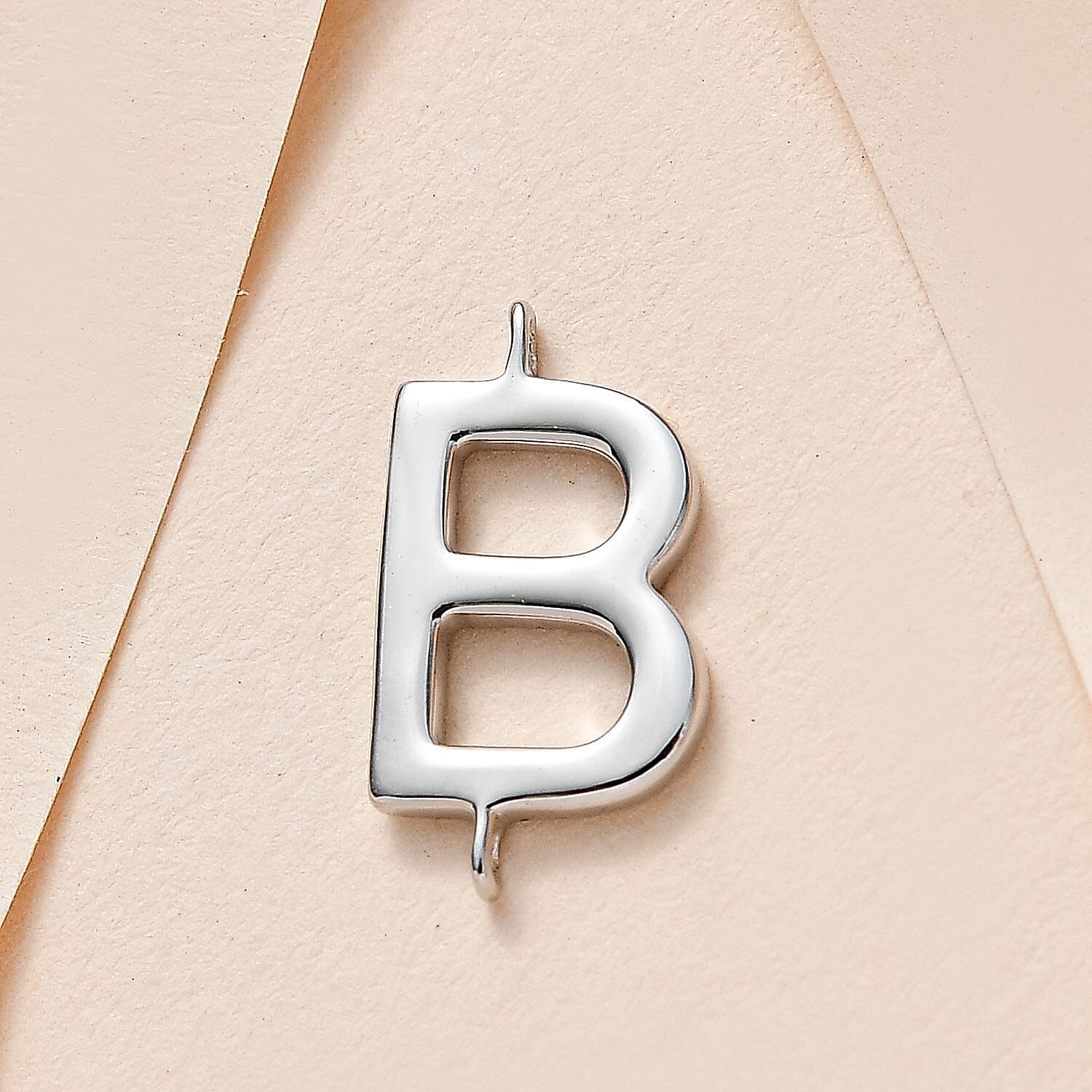 Platinum Overlay Sterling Silver Initial B Charm