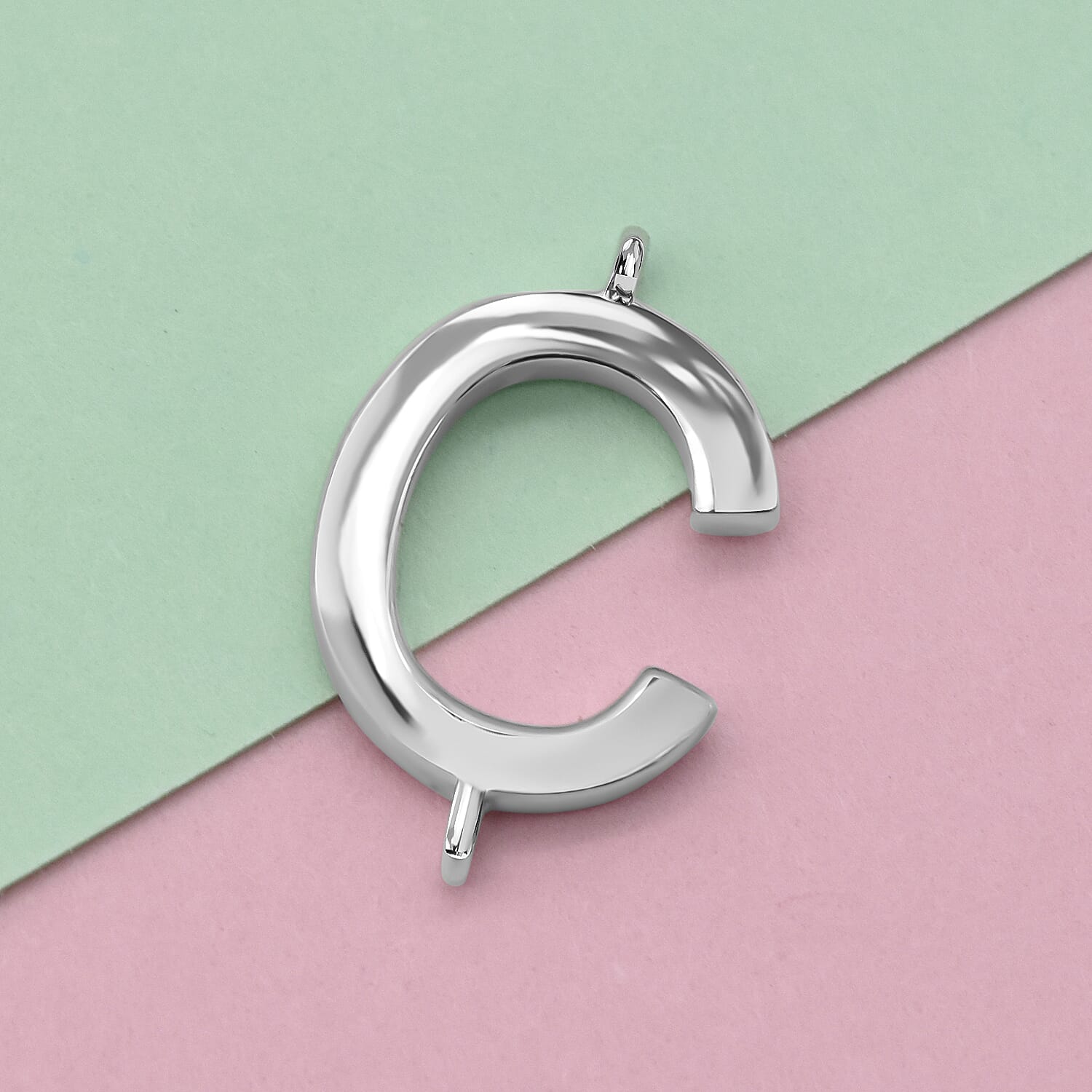 Platinum Overlay Sterling Silver Initial C Charm