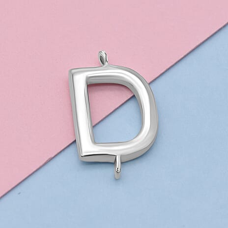 Platinum Overlay Sterling Silver Initial D Charm