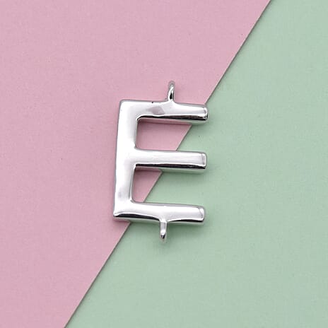 Platinum Overlay Sterling Silver Initial E Charm
