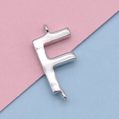 Platinum Overlay Sterling Silver Initial F Charm