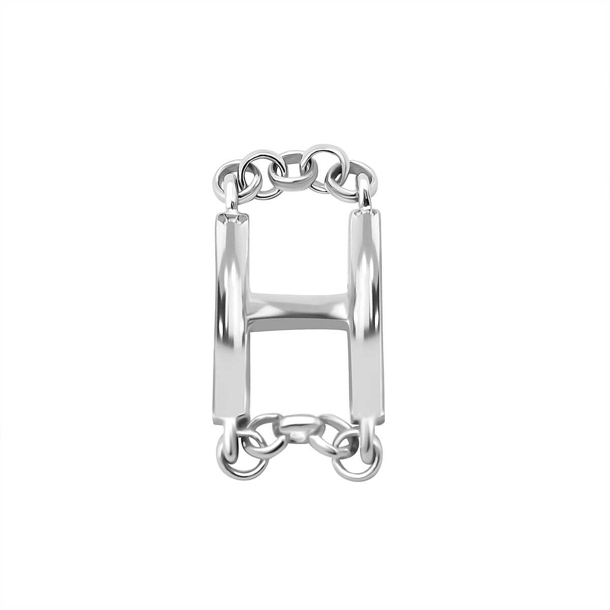 Platinum Overlay Sterling Silver Initial H Charm