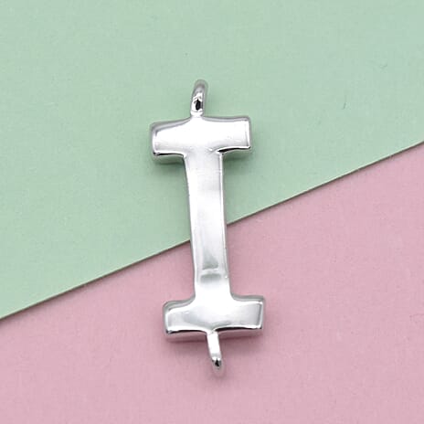 Platinum Overlay Sterling Silver Initial I Charm