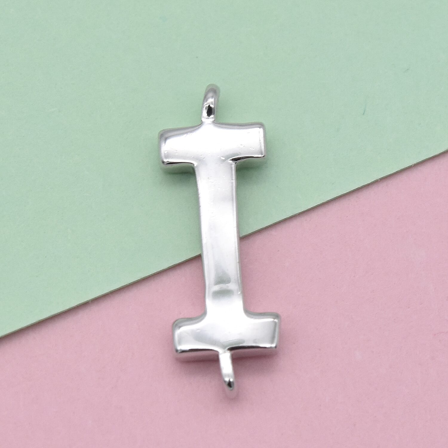 Platinum Overlay Sterling Silver Initial I Charm