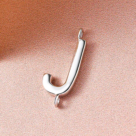 Platinum Overlay Sterling Silver Initial J Charm