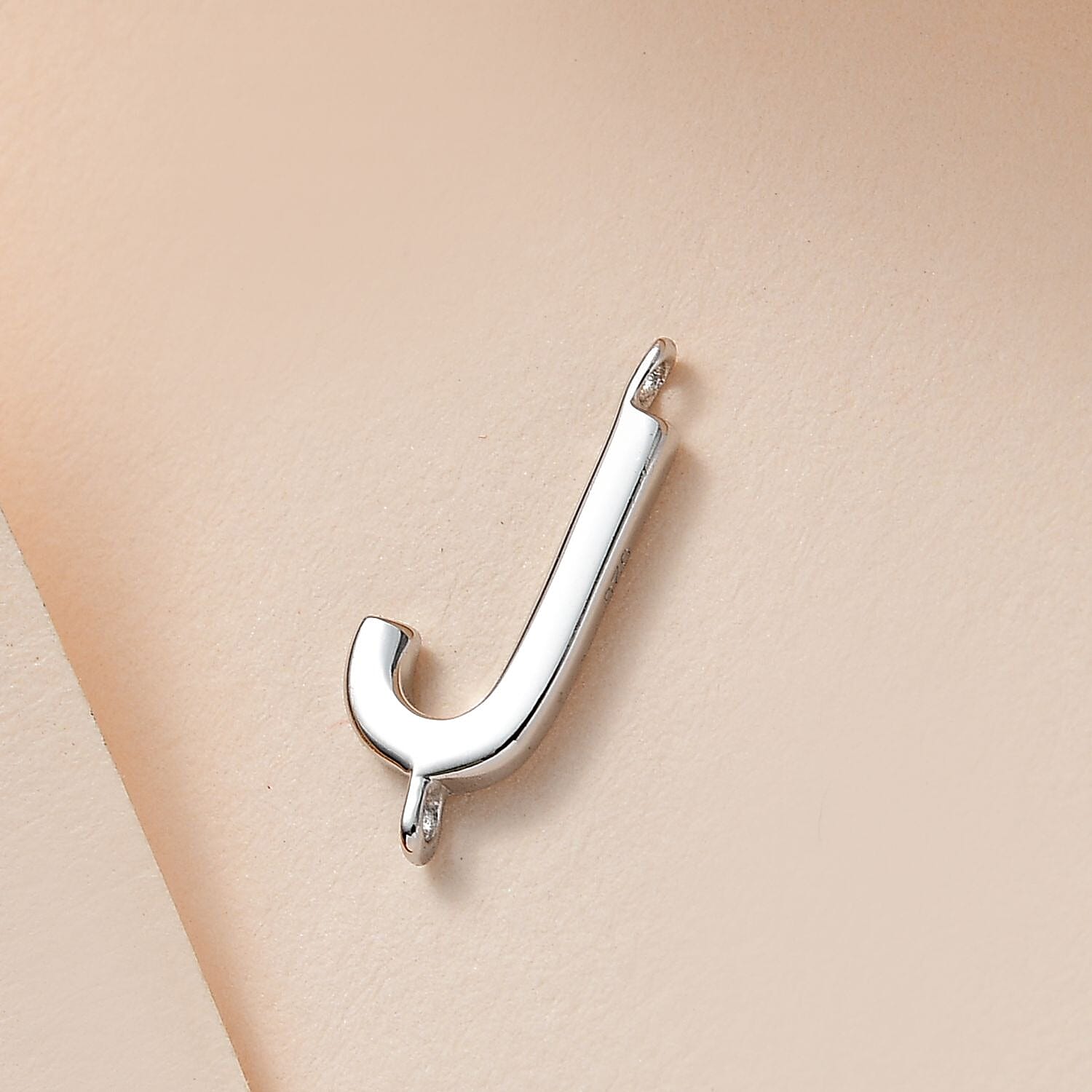Platinum Overlay Sterling Silver Initial J Charm