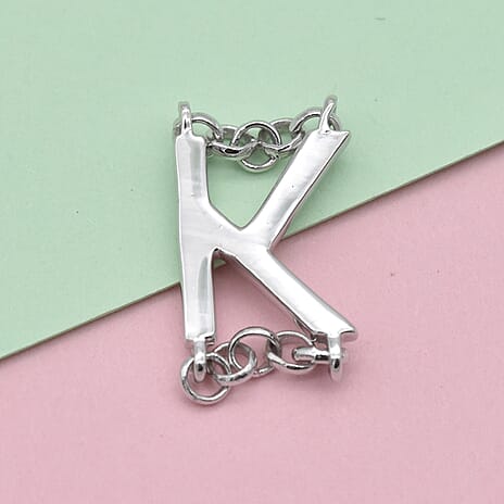 Platinum Overlay Sterling Silver Initial K Charm