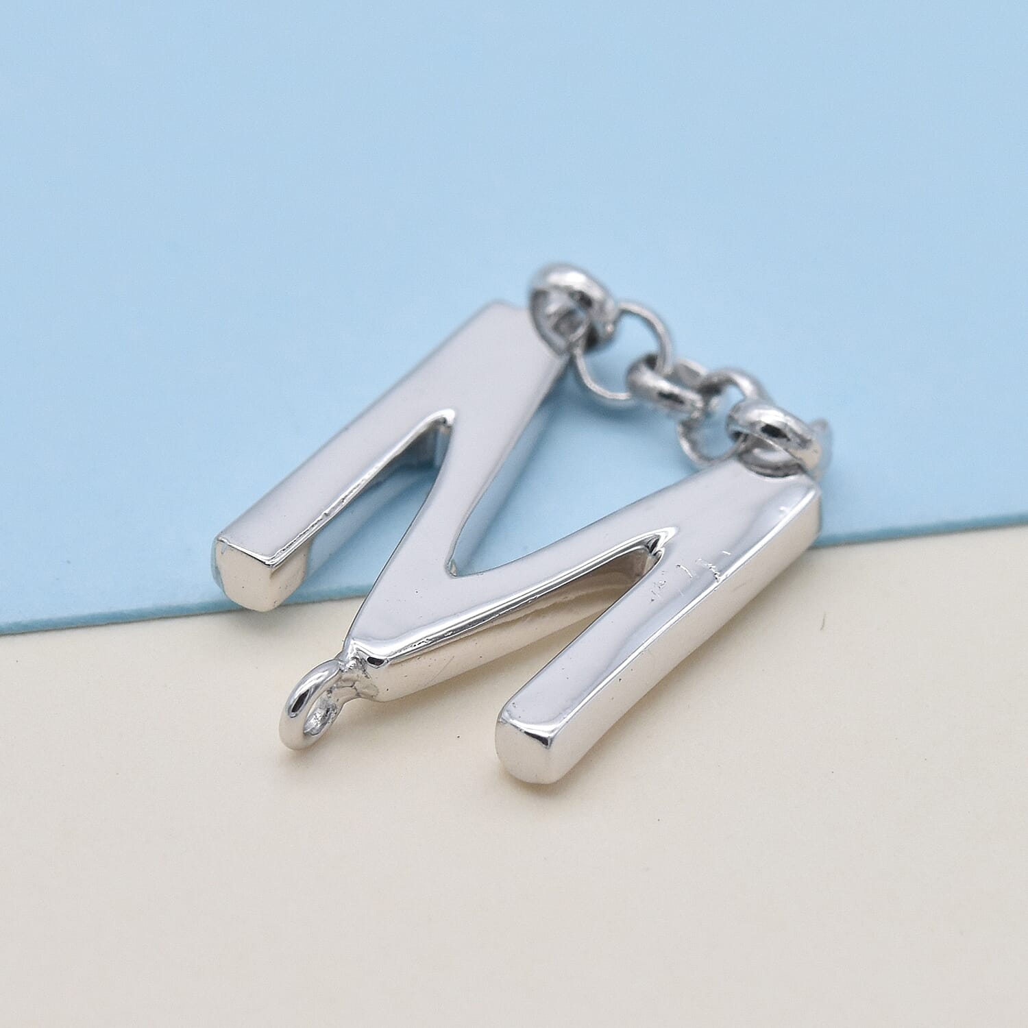 Platinum Overlay Sterling Silver Initial M Charm