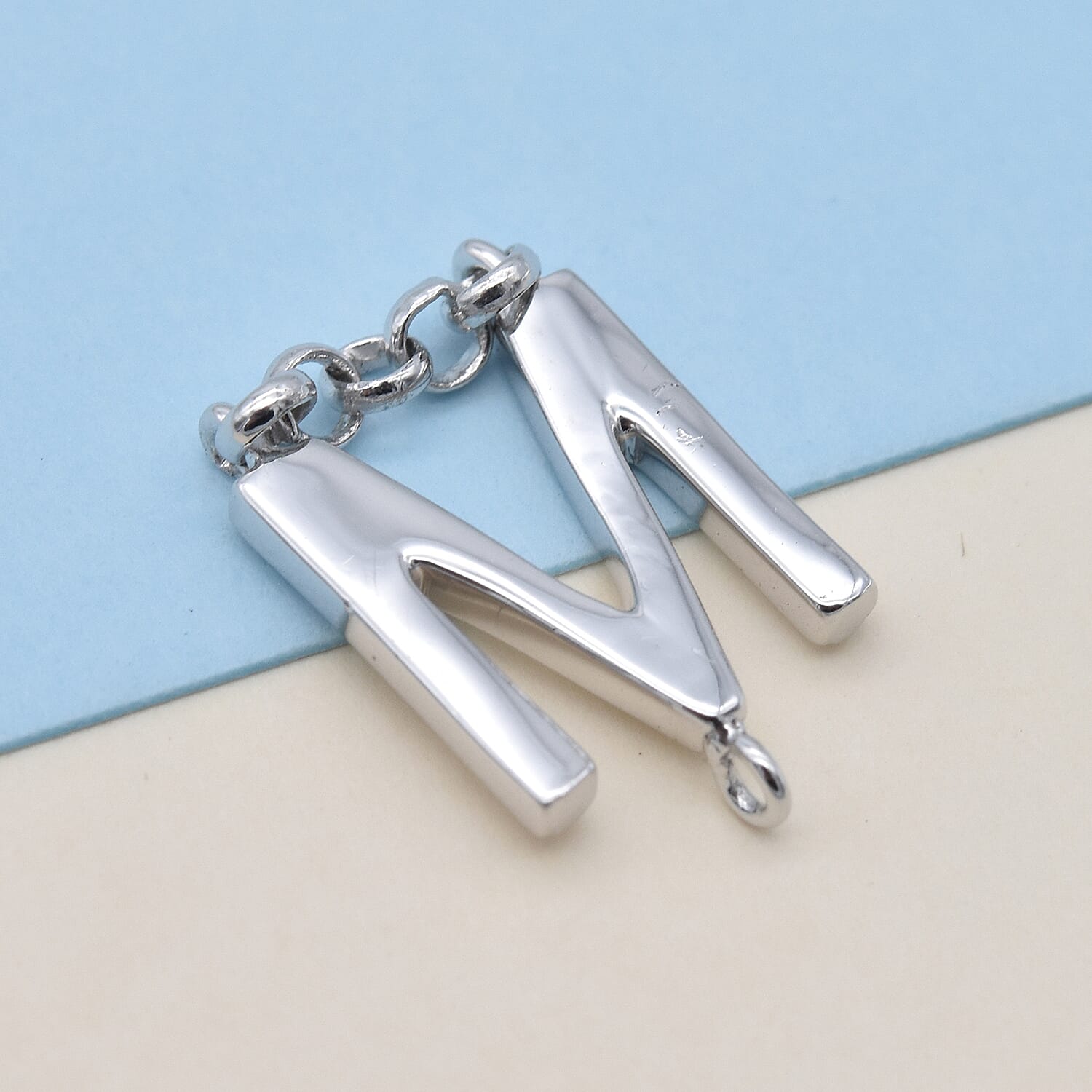 Platinum Overlay Sterling Silver Initial M Charm